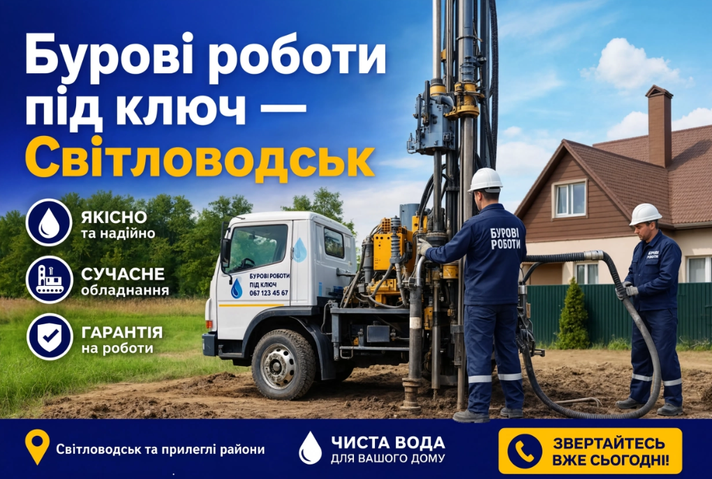 Світловодськ Буріння свердловин на воду Бурові роботи під ключ